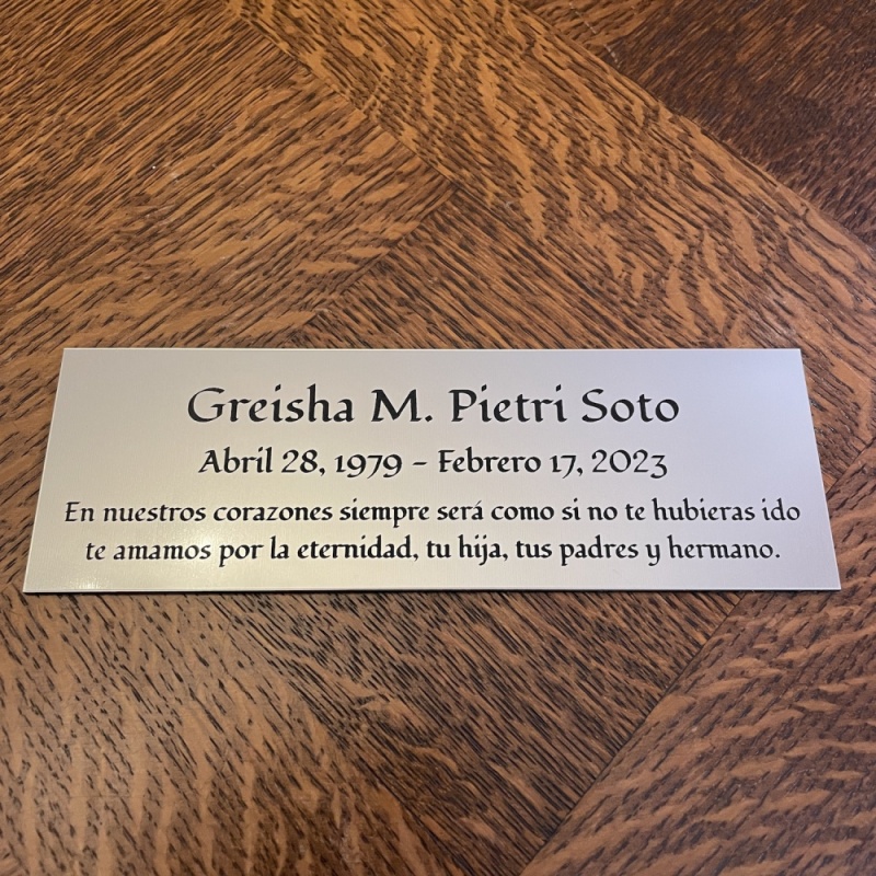 In Memory of Remembrance Outdoor Bench Plaque Personalised 15cm x 4 or 5cm